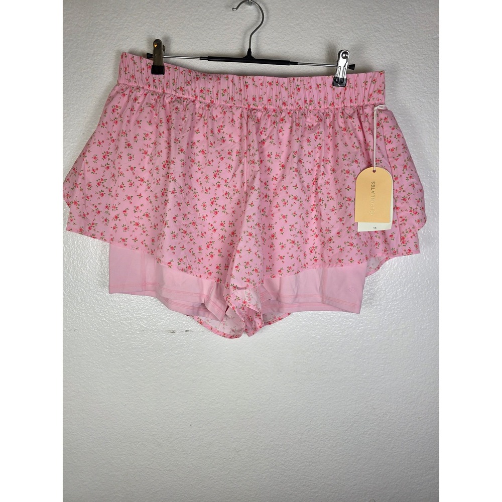 Blogilates Pink Floral Ruffle Short 1X Activewear Skort